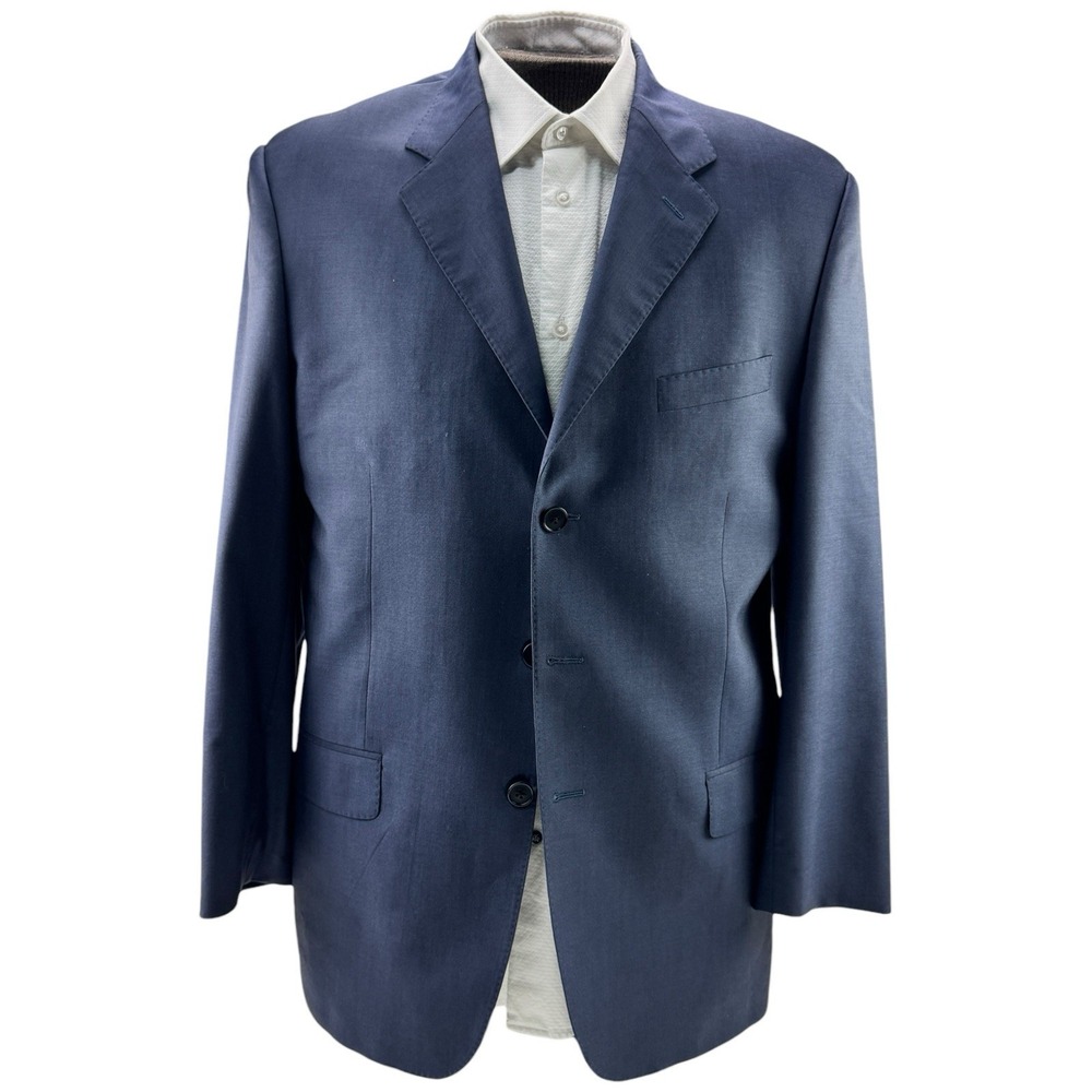 Paul Smith London Blue Wool Mohair 3 Button Blazer Double Vent Men's Size 44L